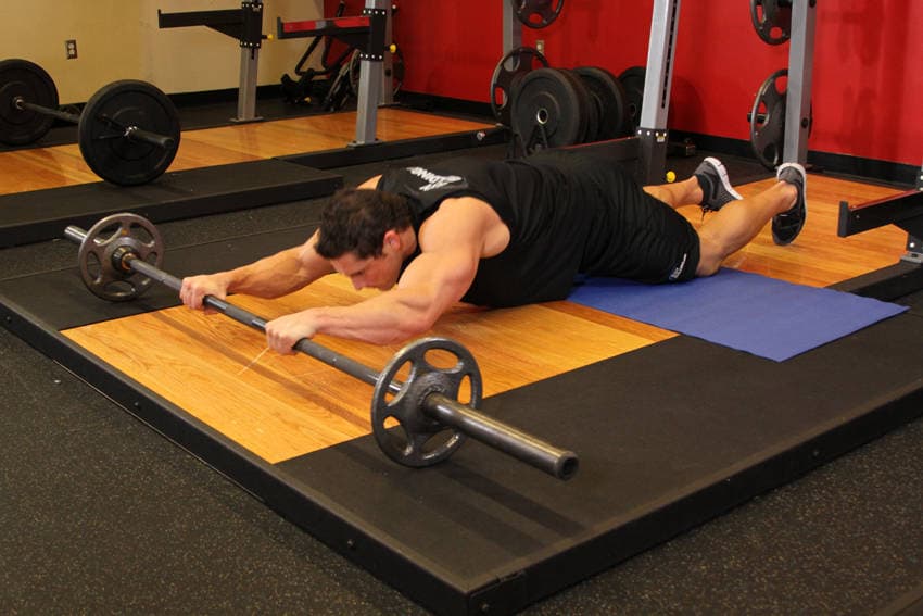 Barbell Ab Rollout - On Knees, end
