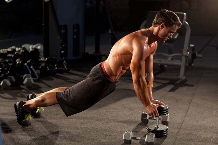 Close-Grip Push-Up off of a Dumbbell, start