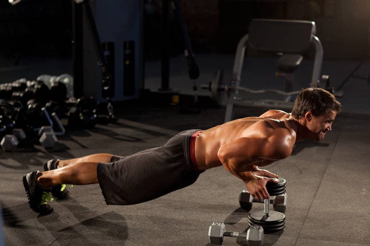 Close-Grip Push-Up off of a Dumbbell, end