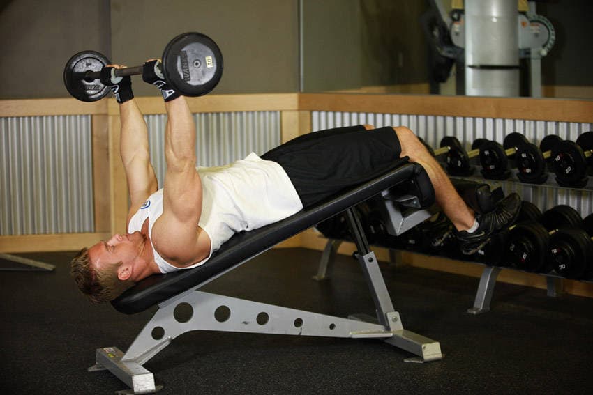 Decline Close-Grip Bench To Skull Crusher, start
