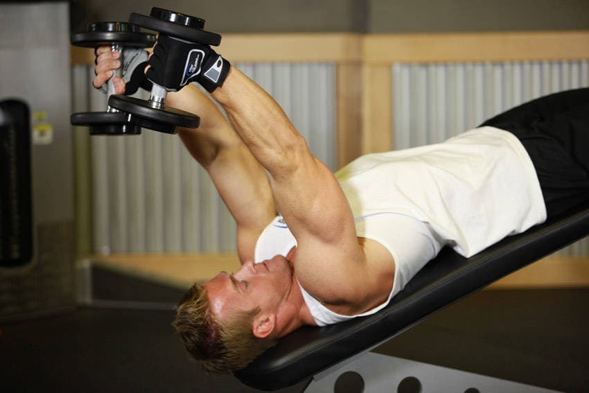 Decline Dumbbell Triceps Extension, start