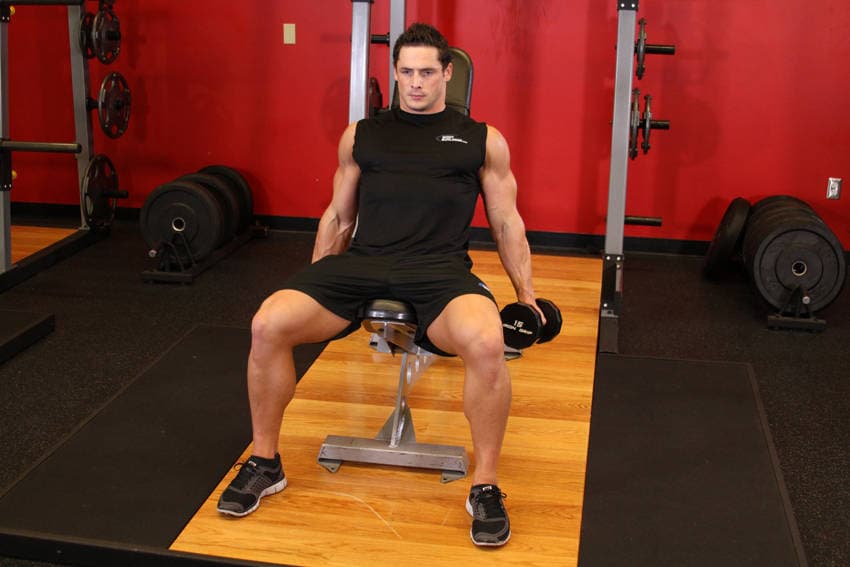 Curl inclinado con mancuernas para flexores, inicio