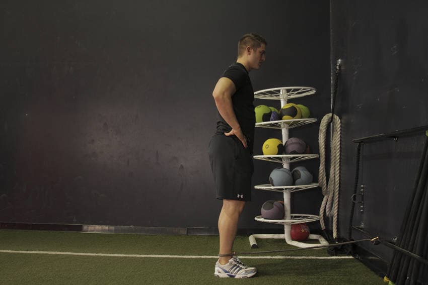 Hip Extension with Bands, start