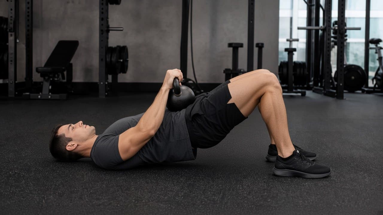 Puente de glúteos con kettlebell