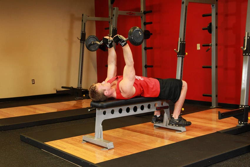 Lying Close-Grip Barbell Triceps Press To Chin, start