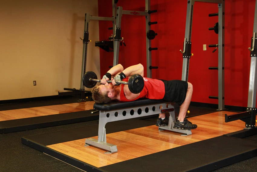 Lying Close-Grip Barbell Triceps Press To Chin, end