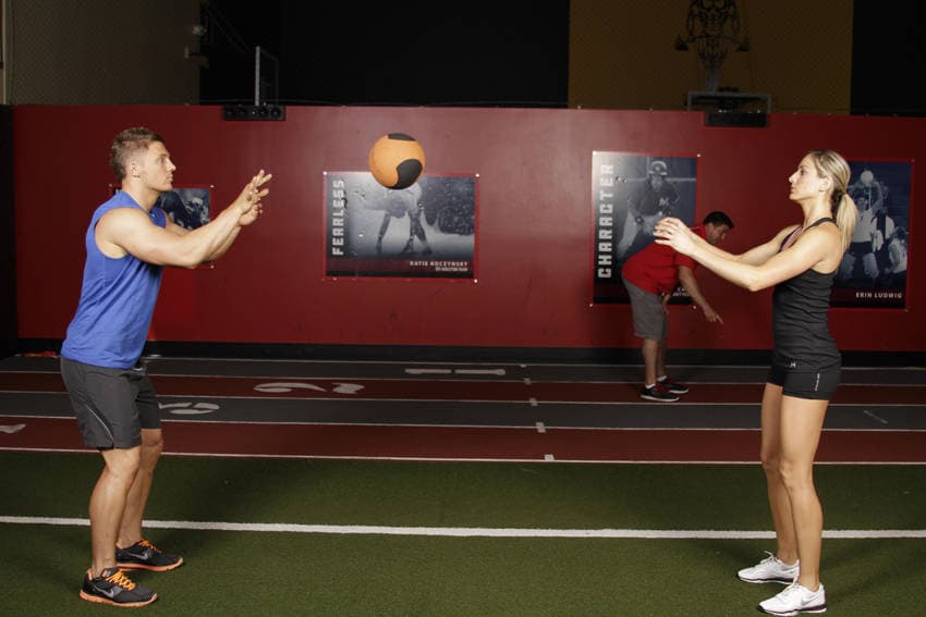Medicine Ball Chest Pass, end