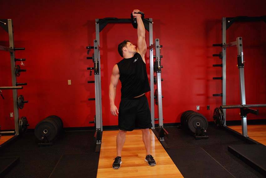 One-Arm Kettlebell Military Press To The Side, end