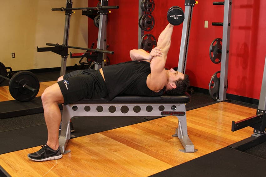 One Arm Pronated Dumbbell Triceps Extension, start