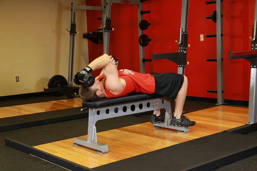 One Arm Supinated Dumbbell Triceps Extension, start