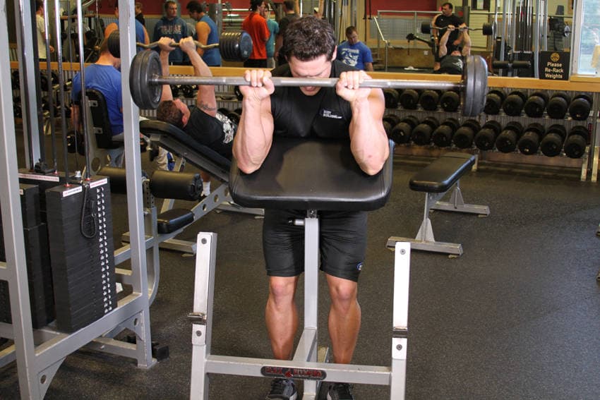 Reverse Barbell Preacher Curls, end