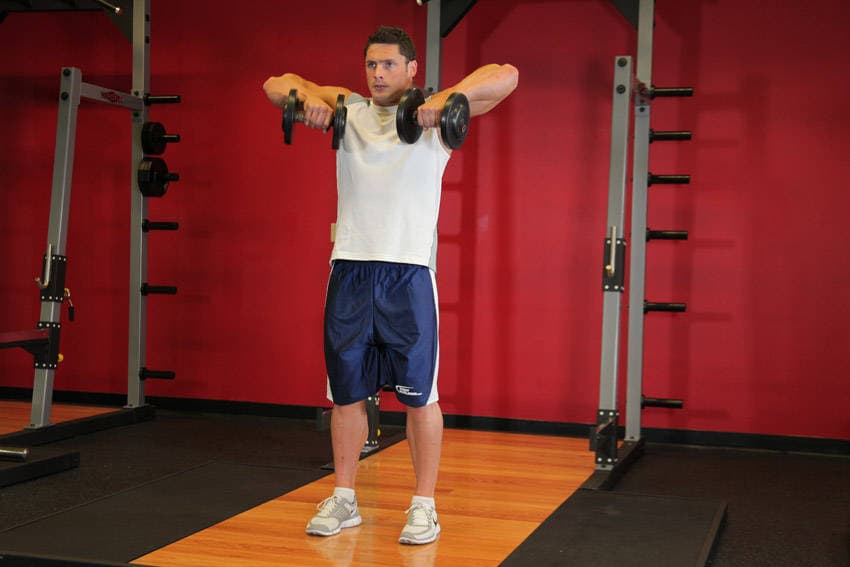 Standing Dumbbell Upright Row, start