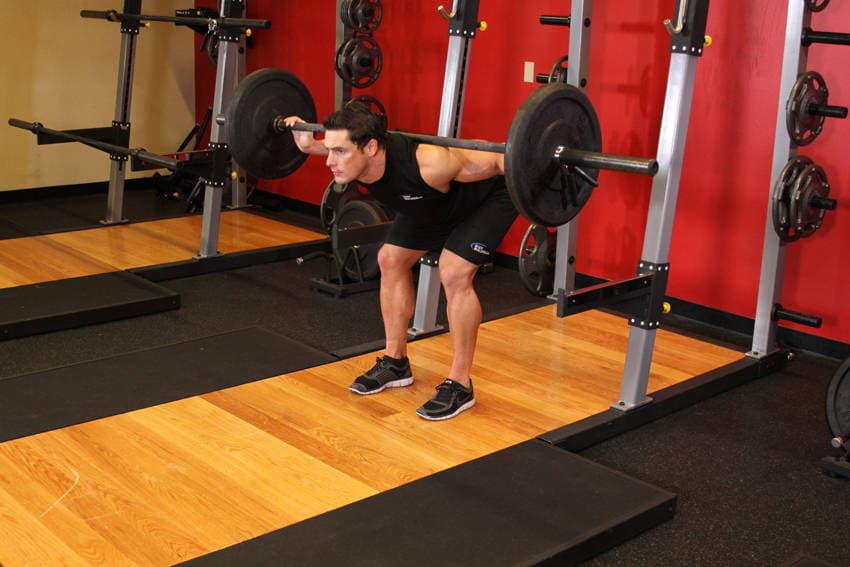 Stiff Leg Barbell Good Morning, end