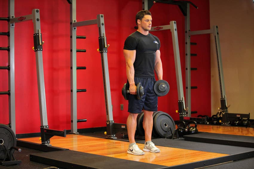Stiff-Legged Dumbbell Deadlift, start