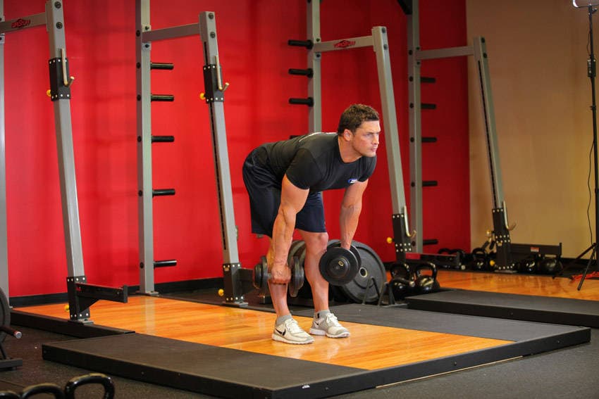 Stiff-Legged Dumbbell Deadlift, end